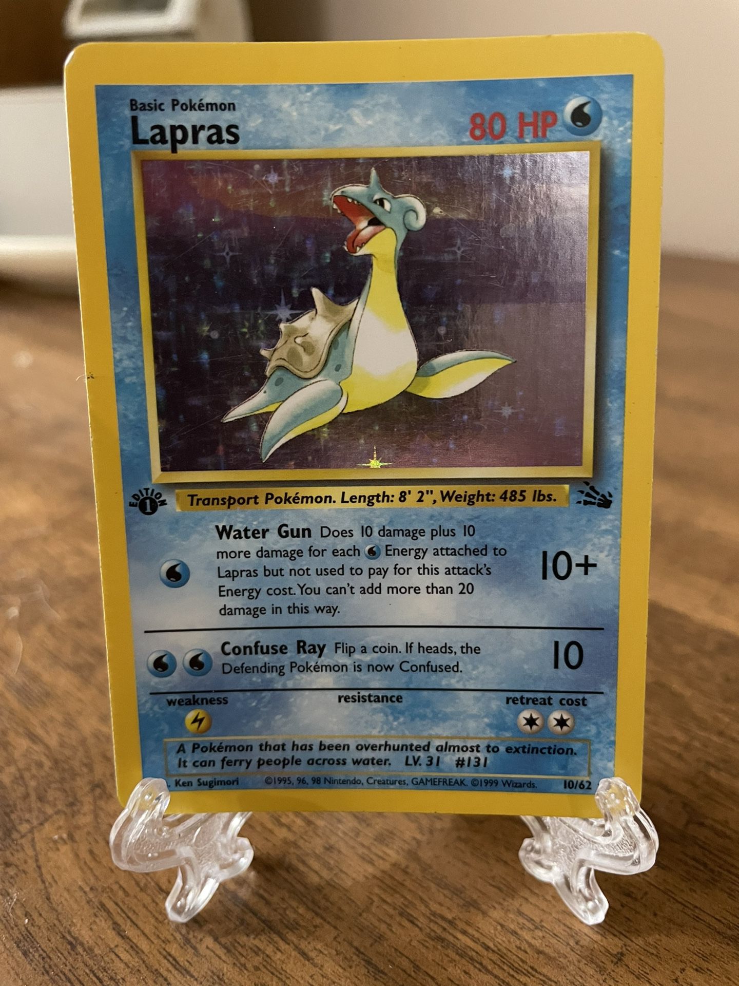 Pokemon Card Lapras 1st Edition Holo 10 62