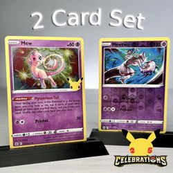 Mew Celebrations & Mewtwo Rare Holo - Pokemon TCG 2 Card Set - Near Mint!