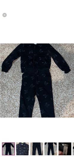 H&M Hooded Sweatsuit zip up black/butterflies 2-4y