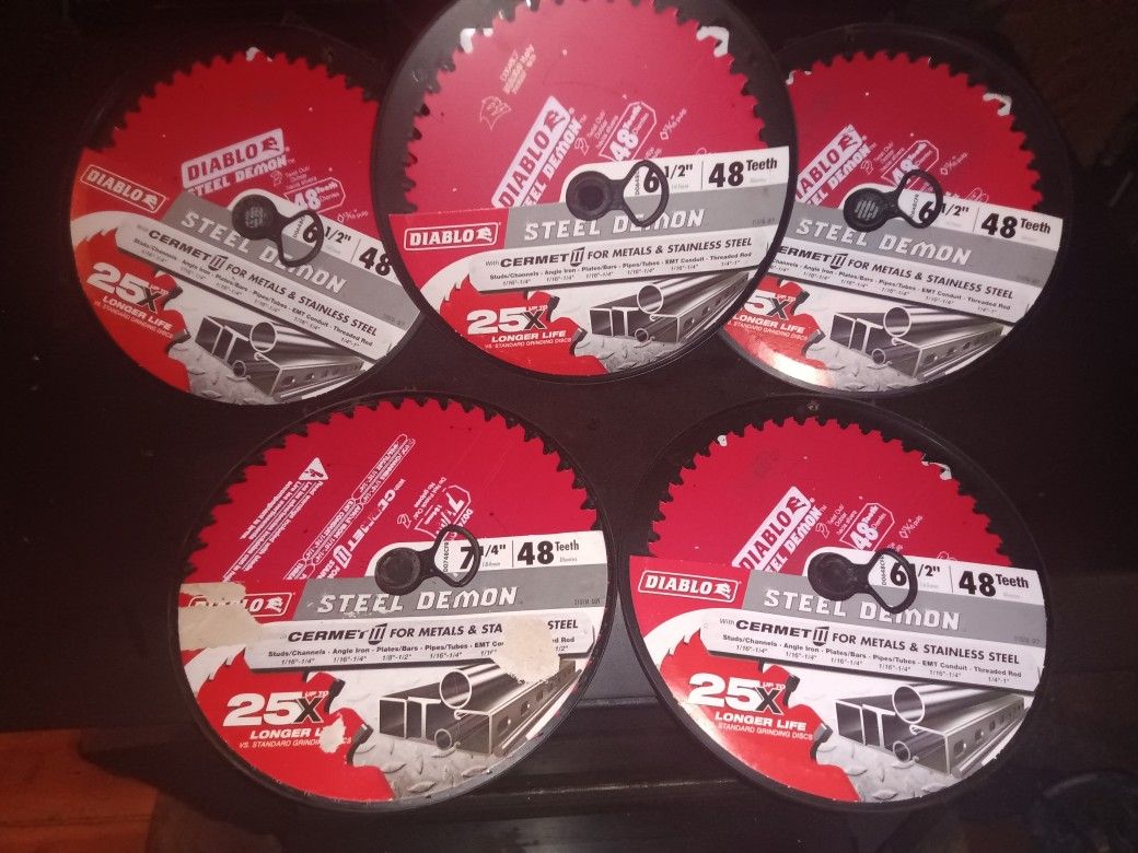 (5) Diablo 61/2 Inch 48 Teeth STEEL DEMON SAW BLADES