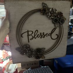 wood and metal blessed wall art!! approx 18x18