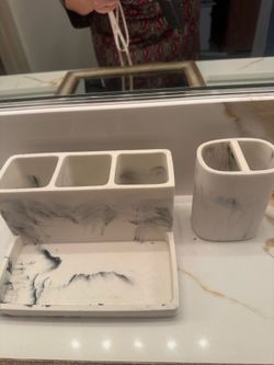Marble Bathroom Organizer and Toothbrush holder