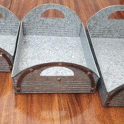 3 Pc Metal Tray Set