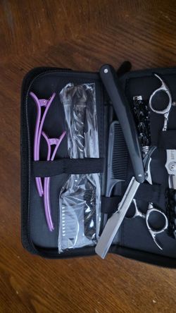 Professional Barber/Hairdressing Scissors Kit — Complete Set with Case