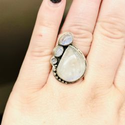 Beautiful Rainbow Moonstone Ring