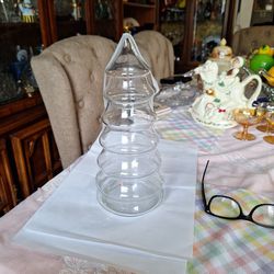 Vintage Apothecary Christmas Clear Glass Tree Container 12"