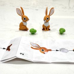 Hare (Rabbit) + Plant (Gumi Yum Surprise - Widlife) Collectible Animal Figurine / Puzzle Toy — with instructions