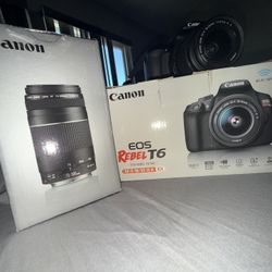 Canon T6 Rebel EOS  W/  75-300mm Lenses 