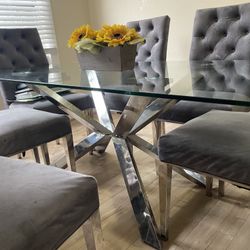 Glass Dining Table 6 Chairs