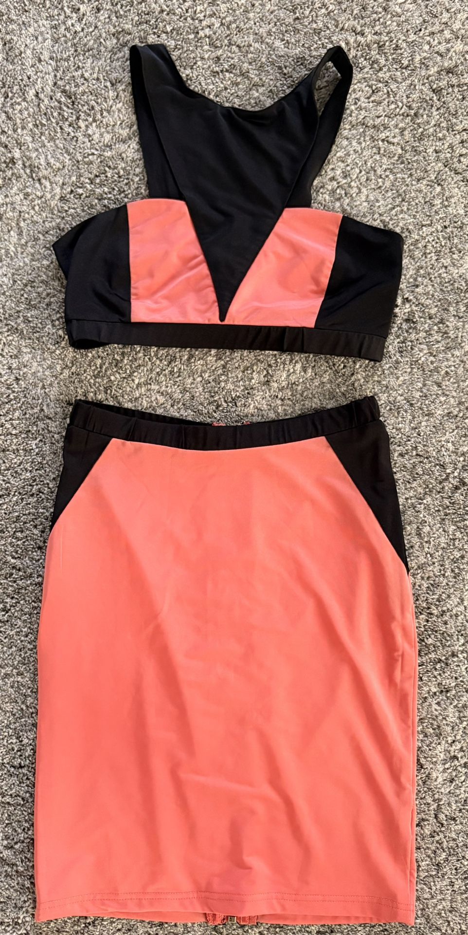 Dark Peach & Black 2 Piece Skirt