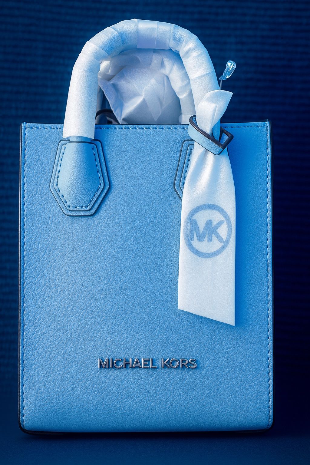 Michael Kors Mercer XS NS Shopper Xbody – Pale Blue Pebbled Leather – Brand New With Tags