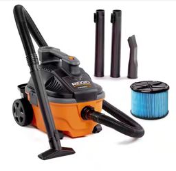 4 Gal. 5.0 Peak HP Portable Shop Vacuum Wet Dry Vac with Fine Dust Filter, Locking Hose and Attachments WD4070
