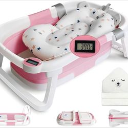 Collapsible Baby Bathtub for Infants to Toddler- PINK