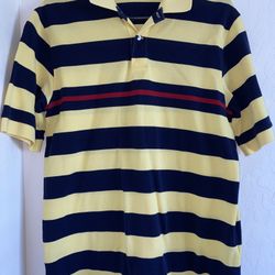 Polo Golf Ralph Lauren Shirt Mens M Yellow Pima Cotton Short Sleeve Striped Pony