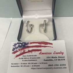 14k White Gold 1 Carat Diamond U Shape DangleEarrings 