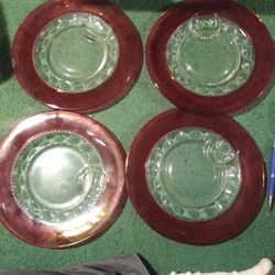 Tiffin Red Kings Crown Plates