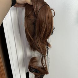 Short Brown Wig with Pigtails