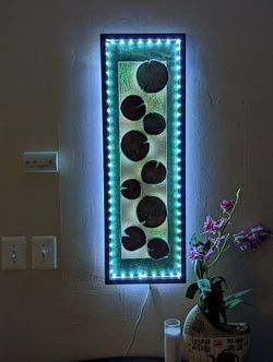 Wall Art Modern Abstract Reclaim Wood With LED Front & Back Illumination 