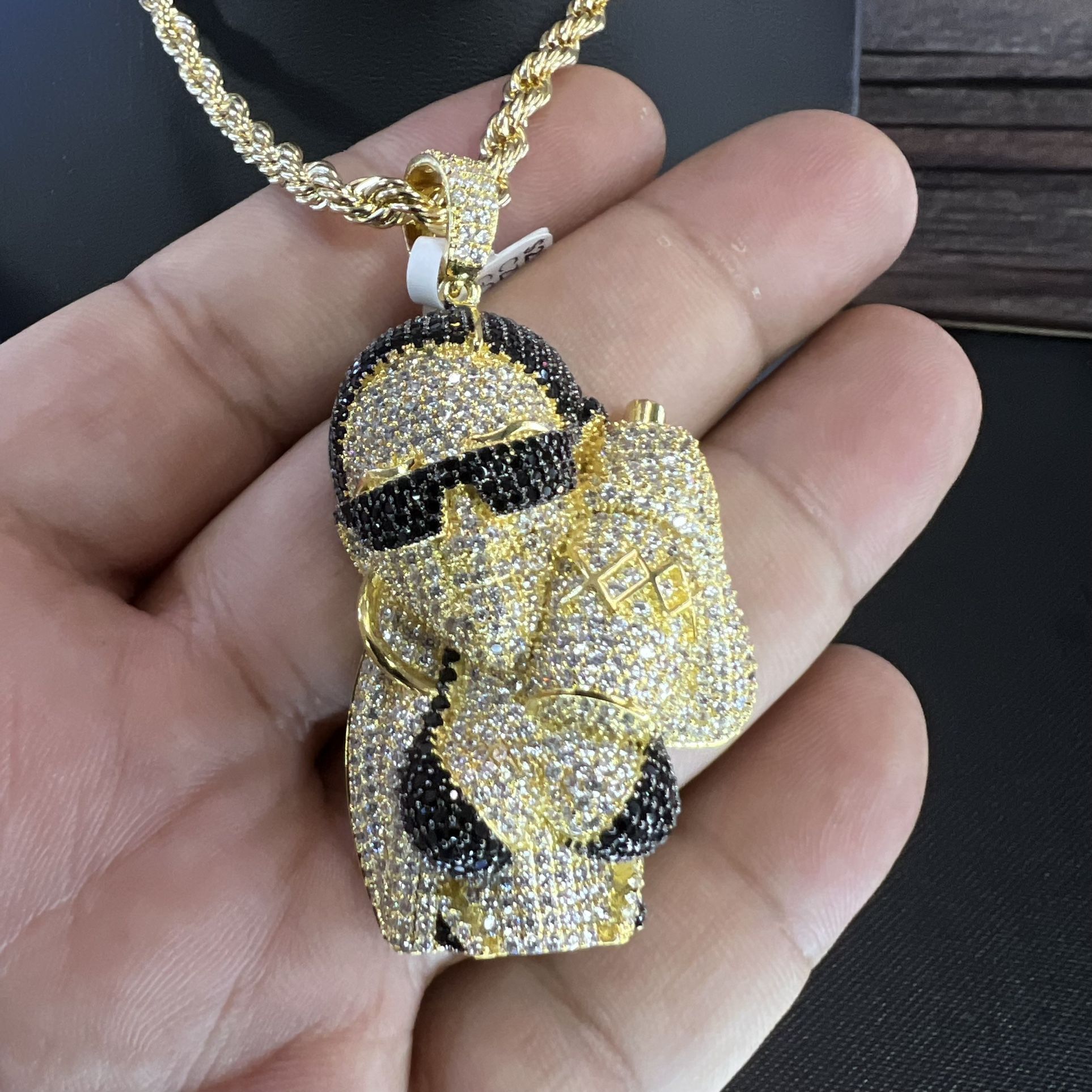 🔥CZ Micro Pave Cool Pendant with 3mm Rope Chain🔥