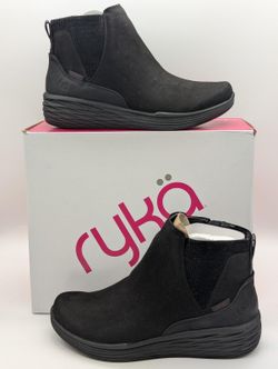 Womens Size 9 Wide Ryka Side-Zip Water-Repellent Sneaker Boots Noelle Next Black