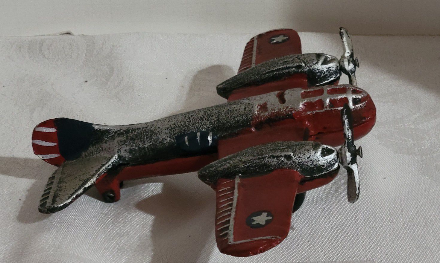 Vintage Cast Iron WW2 Twin Engine Bomber Airplane 