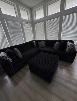 BLACK CORDUROY L SHAPE SECTIONAL 🖤