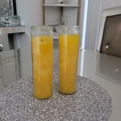 Plain Yellow Glass Candle 2 Pack

 8" 