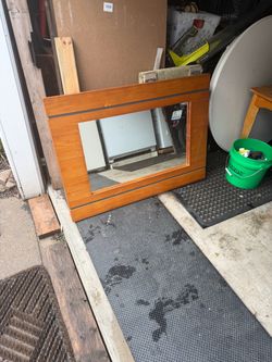 Wooden Frame Mirror, 42 by 30, 1 1/2 thick, hang vertically or horizontal, $20