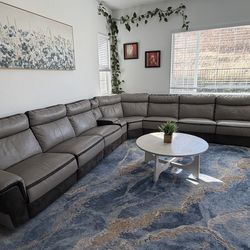 Reclining sectional leather sofa