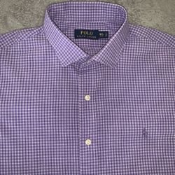 Polo Ralph Lauren Large Shirt Gingham Micro Check Purple Violet Long Sleeve 🏇