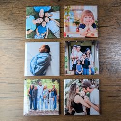 Six Piece 63.5x63.5cm (2.5inchx2.5) Custom Photo Magnets With Gift Pouch