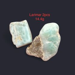 Larimar Genuine Stone from Dominican Republic 2pcs 14.4g Total BEAUTIFUL COLOR