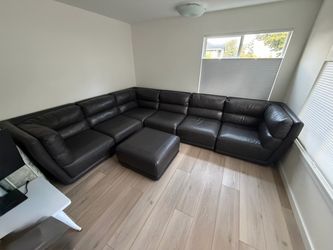 Large Black Leather Sectional Couch