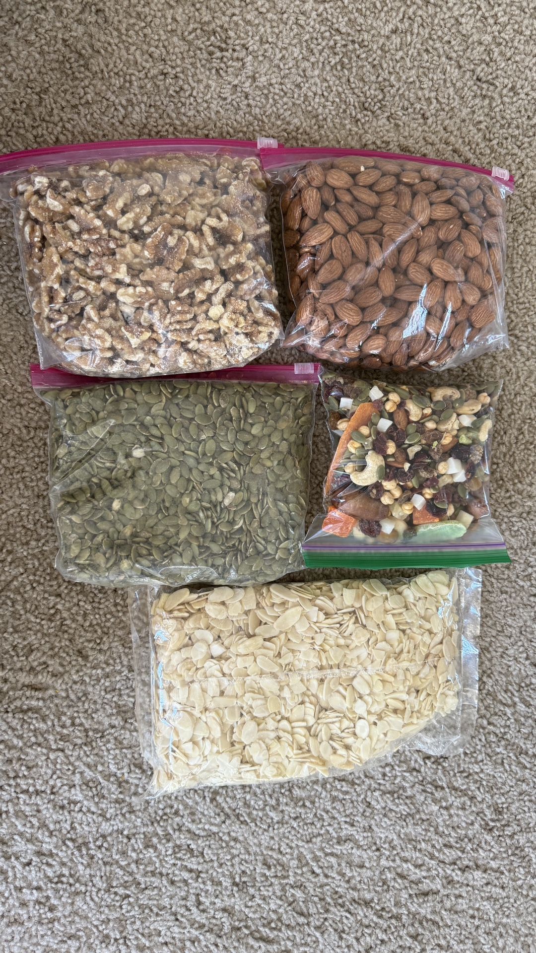 Nuts - Almond (whole & Sliced), Walnut, Pumpkin seeds and Mixed nuts (each 5$) - 6 Counts
