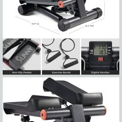 Sunny Health & Fitness Mini Steppers for Exercise at Home, Stair Step Workout Machine with Optional Resistance Bands,