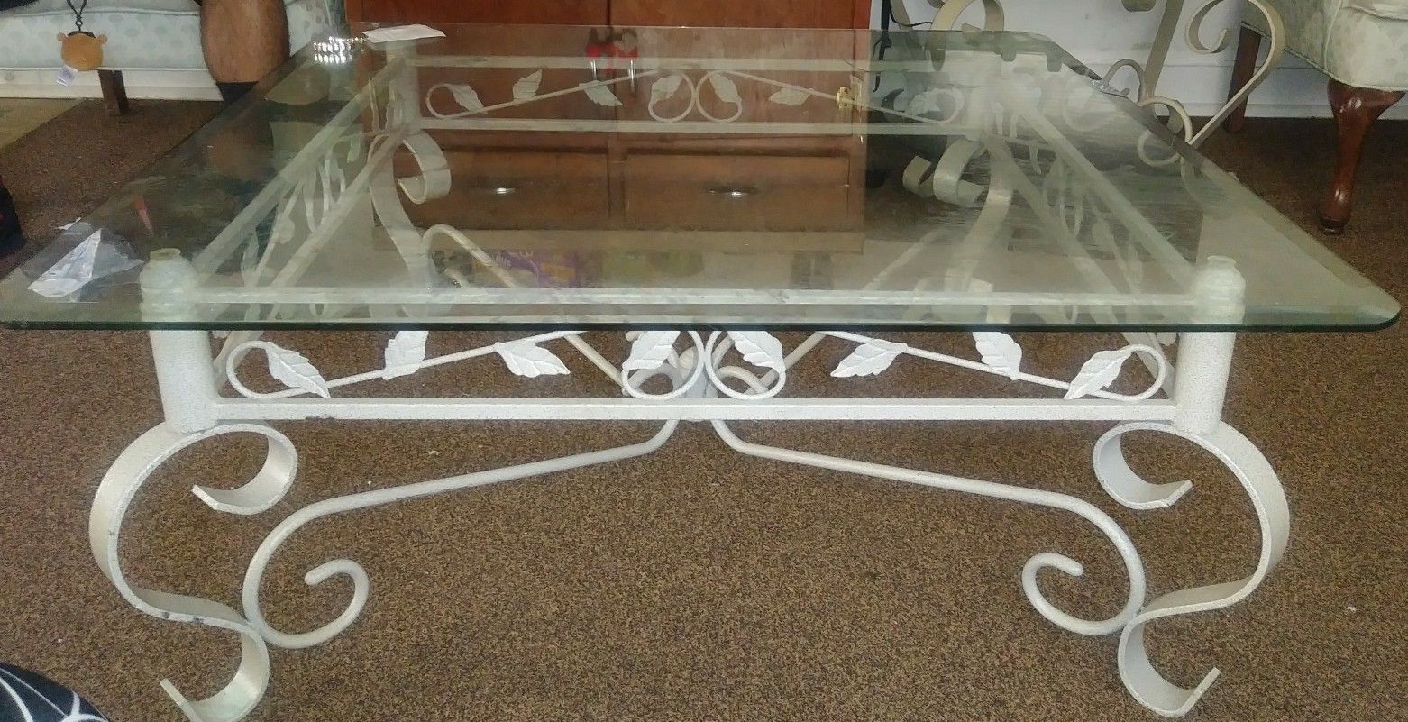 Nice floral glass center table and end table