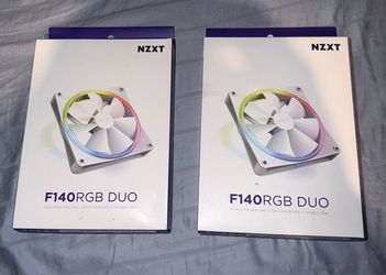NZXT F140 RGB Duo 140mm RGB Fans Twin Pack White w/ RGB Controller Brand New
