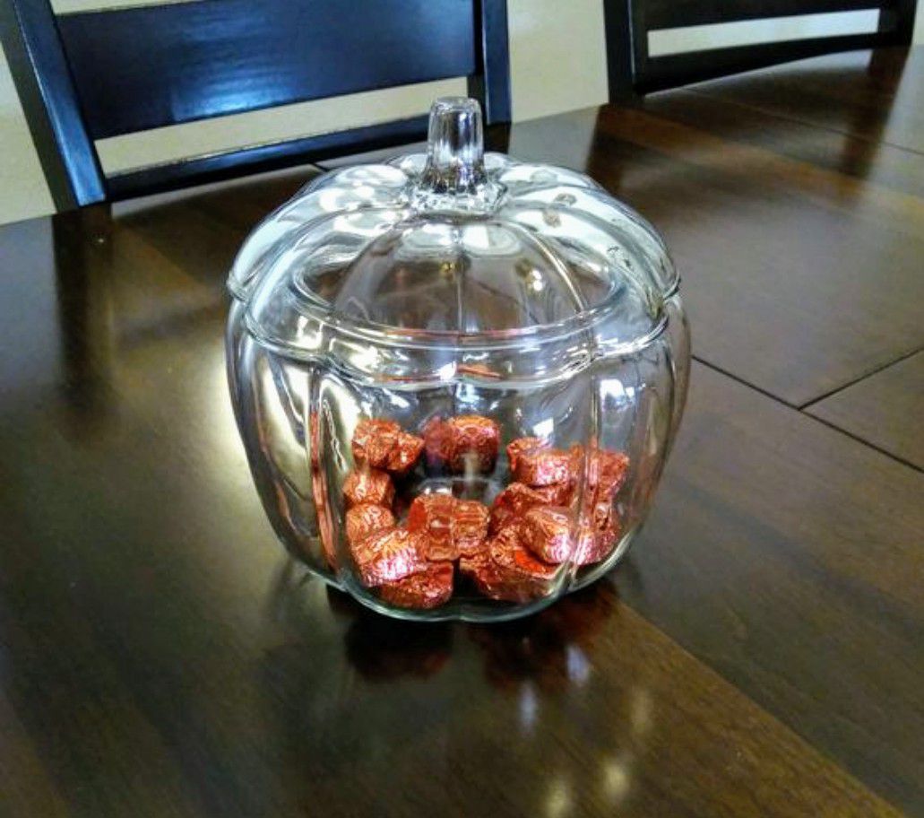 Glass Pumpkin Candy Jar