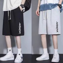 Men's casual shorts - Summer trendy brand, loose and padded large-sized mid-length pants, thin style, for outerwear, sports five-inch wide pants.