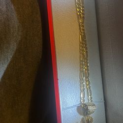 14 kt figaro chain 20 in solid w san judas chain