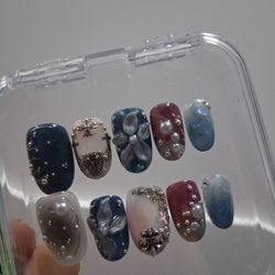 Y2k Chrome Press On Nails