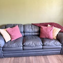 Dark Blue, Oversized Leather Sofa 96” Wide