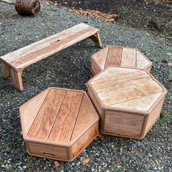Toddler Kids Outdoor Play Steps Bench