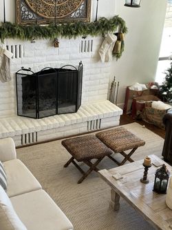 Pair Of Wicker Ottomans