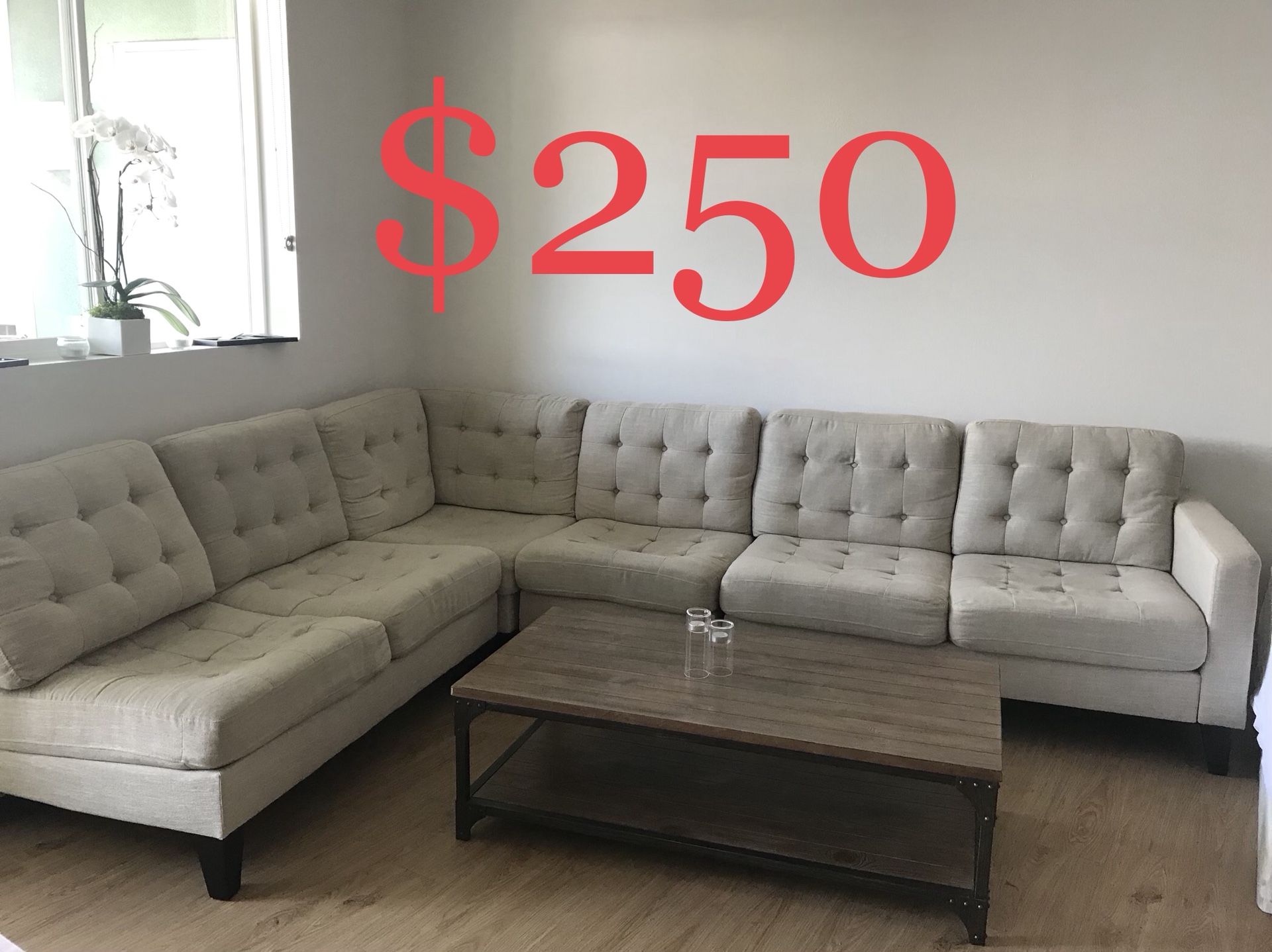 Pier 1- Nyle Putty Tan Sectional Collection Sofa