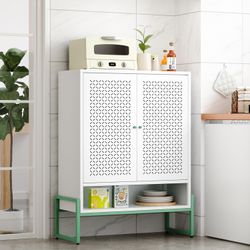 Metal Sideboard Buffet Cabinet with Adjustable Shelves, Storage Console Table  