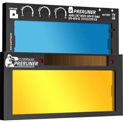 Flex Series Gold Shade 5-13 Auto Darkening Welding Lens 2" x 4 1/4", Adjustable Welding Lens with Sensitivity & Delay Control, Cool Blue View for Weld