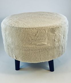 Grey Fur Ottoman - New