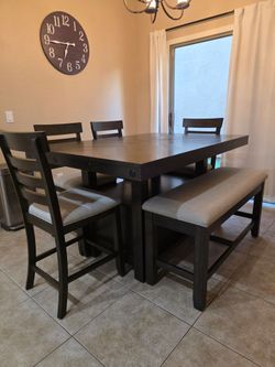 Dining Room Set, 6 piece, dark wood