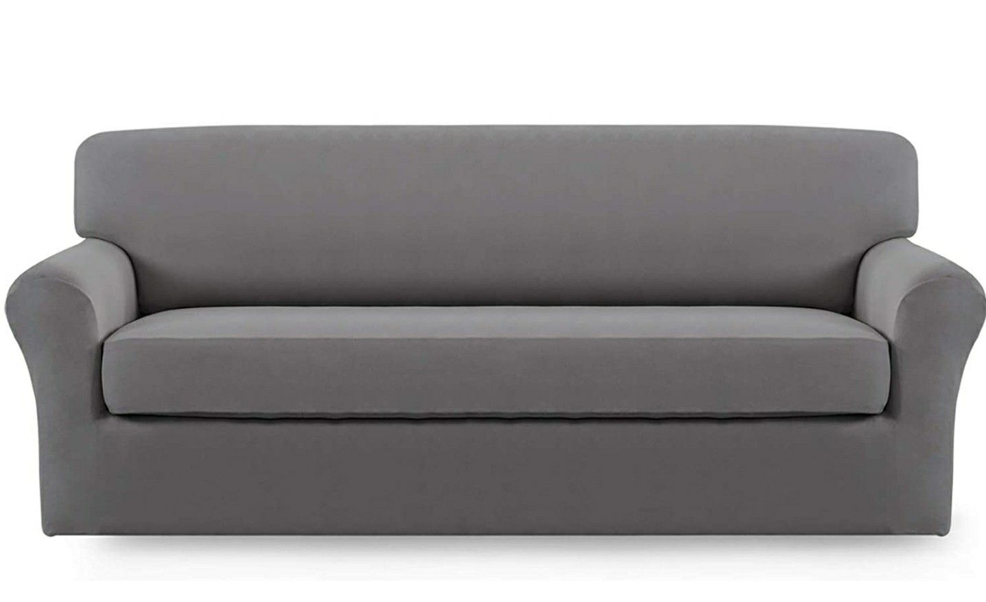 Easy-Going 2 Pieces Microfiber Stretch Sofa Slipcover
(Oversized Sofa, Light Gray)